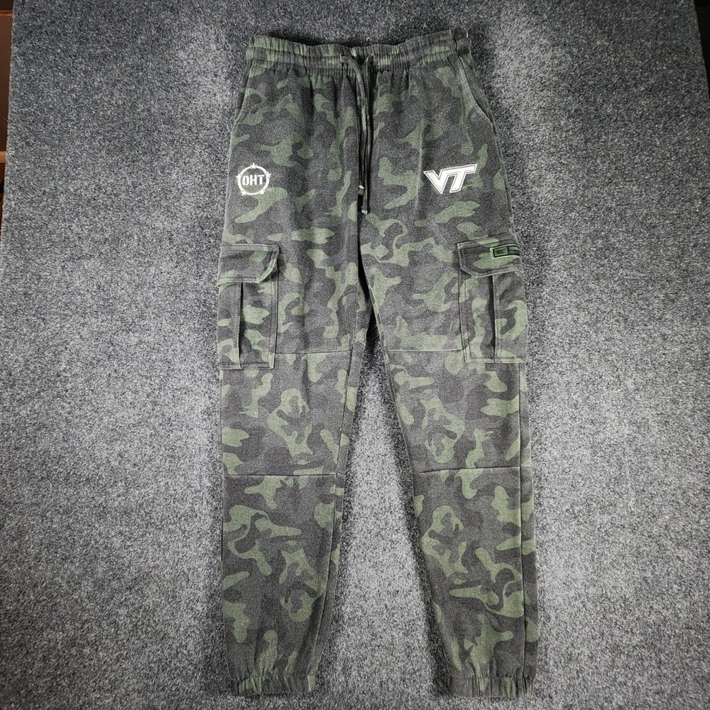 Virginia Tech Green Camo OHT Colosseum Cargo Sweatpants Joggers Mens Medium